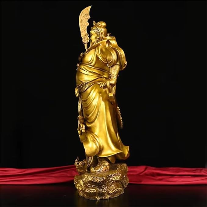 burid Pure Copper Chinese Feng Shui Guan Gong Statue God of Wealth Home and Office Decoration Wu God of Wealth Guan Yu Statue Best Furnishings Gifts, 41*18*62CM，9.5KG