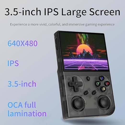G350 Retro Game Console,Linux System RK3326 G350 Handheld Game Console Built-in 64G TF Card 4371 Games,3.5-inch IPS Screen, WiFi, Bluetooth HDMI Output, 3200mAh Battery