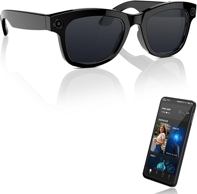 Al Smart Glasses with ChatGPT&800W Camera Video Recording,Sunglasses for Real-TimeTranslation, MusicControl, ElS Stabilization|WiFi/Bluetooth 5.3 Smart Eyewear for Travel, Meeting