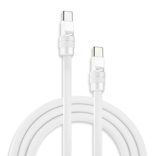 chubbycable Chubby 2.0 USB C 240W Fast Charging Cable Silicone Soft Durable USB C Cable Extra Thick Charger Cord Compatible with iPhone 17-15 Series iPad, White+White, Type-C to Type-C, 6.6FT