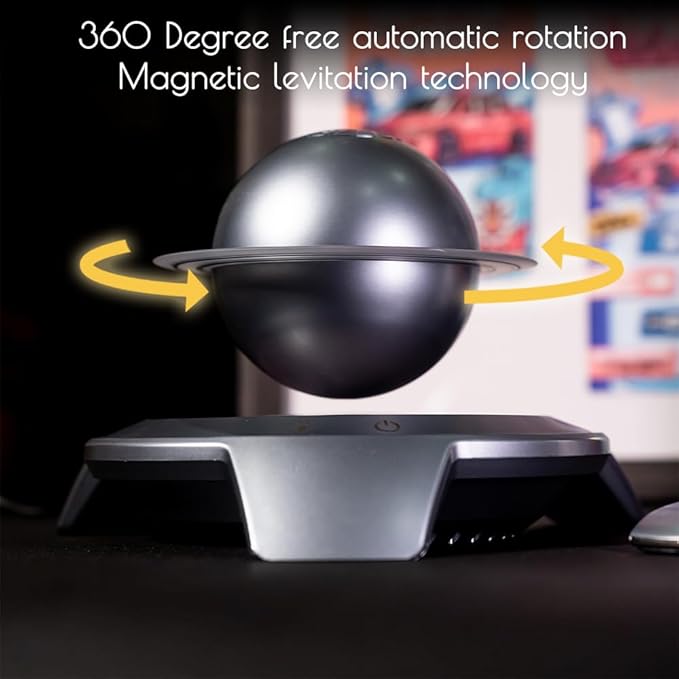 Magnetic Levitation Bluetooth Speaker, Floating Wireless Smart Audio with LED Lights Floating in The air HiFi Lossless Surround Sound Cool Gadgets for Men Home Office Decor
