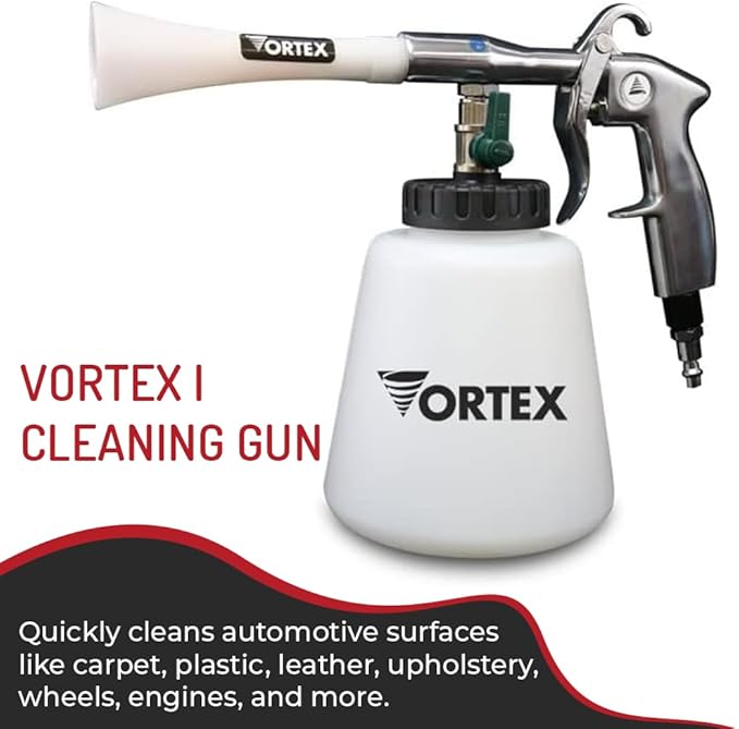 HI-TECH Vortex I Air Cleaning Gun – Deep Cleans Auto Interiors & Exteriors – Compressed Air Powered – Car Detailing Tool for Dirt, Dust, Grime & Stains