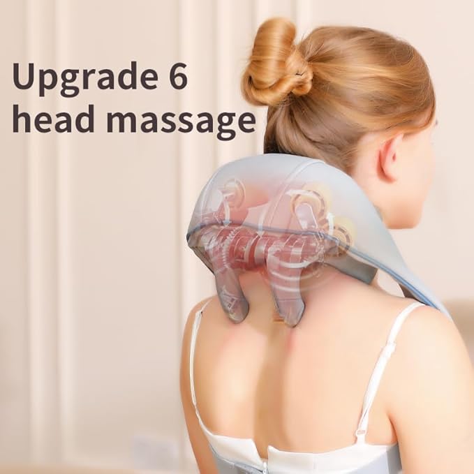 Neck Massager with Heat,Massager for Neck and Shoulder Pain, Neck Massager, deep Tissue + 4D Kneading kneading Massage Pillow ，Massager with Heat,Portable, Rechargeable, FSA Eligible