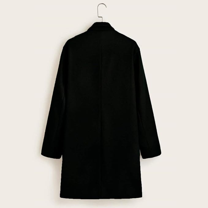 Men's Plaid Long Trench Coat Mid - Length Lapel Collar Button Down Warm Overcoat for Winter & Autumn Fashion