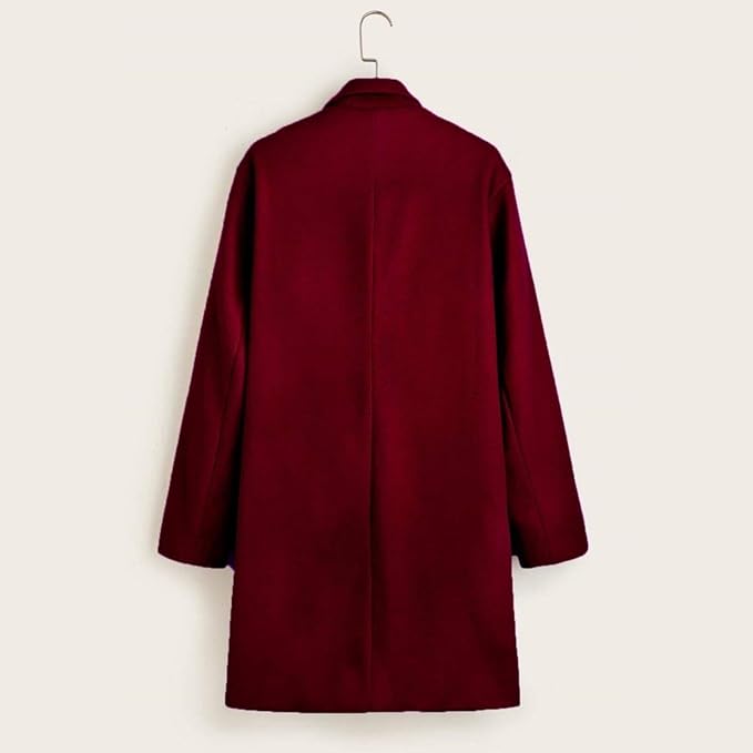 Men's Plaid Long Trench Coat Mid - Length Lapel Collar Button Down Warm Overcoat for Winter & Autumn Fashion
