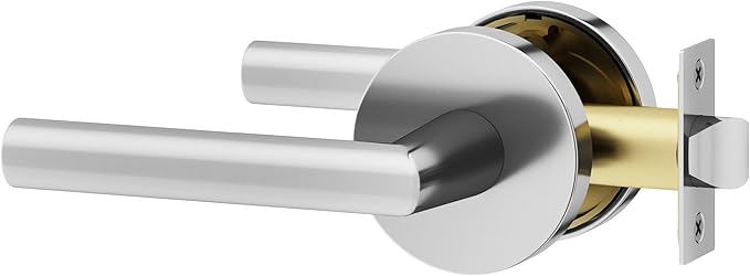 Okun Stark 1-Pack Chrome Passage Door Levers – Reversible Non-Locking Interior Handles with Sleek Concealed-Mount Design for Hallways & Closets