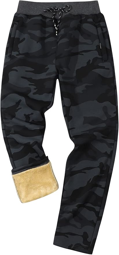 Gihuo Men's Winter Fleece Pants Sherpa Lined Sweatpants Active Running Jogger Pants