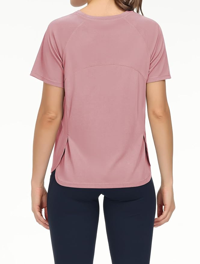 THE GYM PEOPLE Women's Short Sleeve Workout Shirts Breathable Yoga T-Shirts with Side Slits Athletic Tee Tops