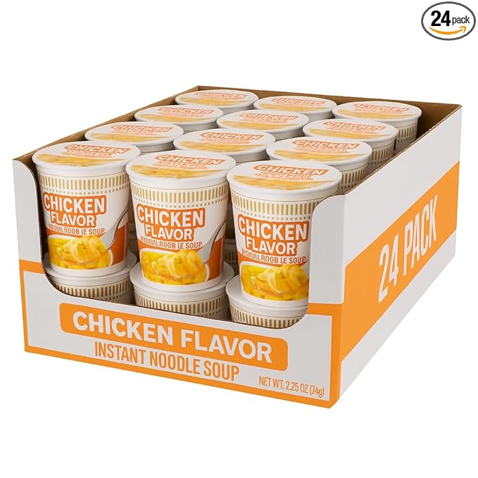 Chicken Flavor Instant Noodle Soup 24 Pack – Individually Sealed Cups – Ready in Minutes, Easy Lunch or Snack, Great for Home, Office,
