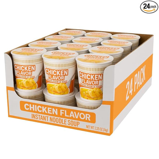 Chicken Flavor Instant Noodle Soup 24 Pack – Individually Sealed Cups – Ready in Minutes, Easy Lunch or Snack, Great for Home, Office,
