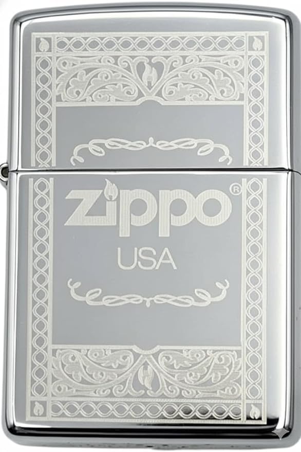 Personalized American Classic Elegant Design Lighter Zippo - Free Engraving - Christmas, Halloween & Valentines Day Gift (Chrome)