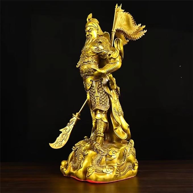 burid Pure Copper Chinese Feng Shui Guan Gong Statue God of Wealth Home and Office Decoration Wu God of Wealth Guan Yu Statue Best Furnishings Gifts, 19*20*42CM，4.4KG