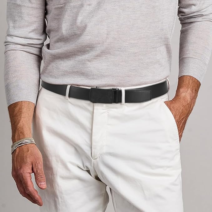 CHAOREN Mens Belt Leather Ratchet Belt - Customizable Fit, Effortless Style (35mm)