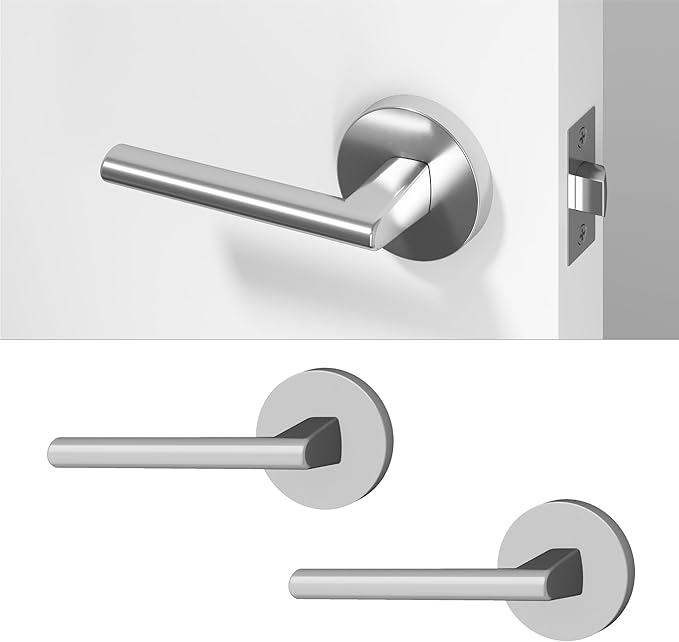 Okun Brio 2-Pack Chrome Passage Door Levers – Reversible Non-Locking Interior Handles with Sleek Concealed-Mount Design for Hallways & Closets