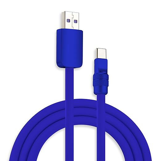 chubbycable Chubby 2.0 USB C 120W Fast Charging Cable Silicone Soft Durable USB C Cable Extra Thick Charger Cord Compatible with iPhone 17-15 Series iPad, Dark Blue+Dark Blue, USB-A to Type-C, 16.4FT