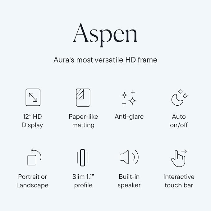 Aspen 12" | Aura's Most Versatile HD Digital Picture Frame
