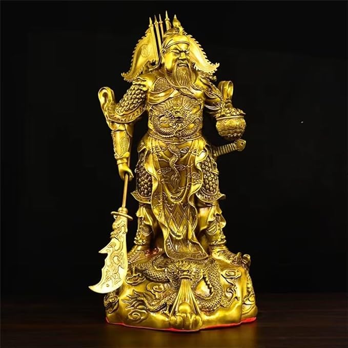 burid Pure Copper Chinese Feng Shui Guan Gong Statue God of Wealth Home and Office Decoration Wu God of Wealth Guan Yu Statue Best Furnishings Gifts, 23*24*51CM，7.7KG