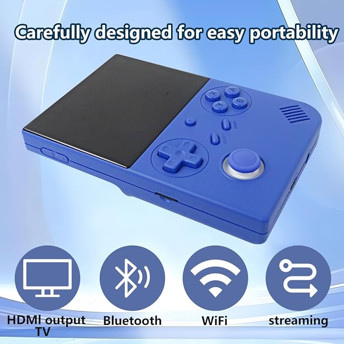 2026 New All-in-One Retro Gaming Station: 64-bit Linux Handheld Console with 4" IPS Screen, 64GB Storage, 5G WiFi & BT 4.2 for Online Gaming/Streaming, HDMI TV-Out Support(Blue)