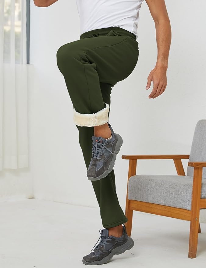 Gihuo Men's Winter Fleece Pants Sherpa Lined Sweatpants Active Running Jogger Pants