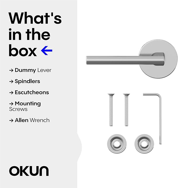 Okun Brio Dummy Door Handle – 1 Pack, Reversible, Non-Turning Lever for Closet, Pantry, or Hallway Doors – Chrome Finish