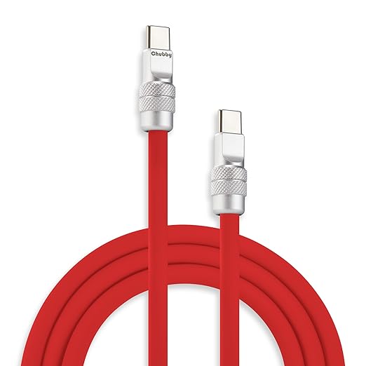 chubbycable Chubby 2.0 USB C 240W Fast Charging Cable Silicone Soft Durable USB C Cable Extra Thick Charger Cord Compatible with iPhone 17-15 Series iPad, Red, Type-C to Type-C, 4.9FT