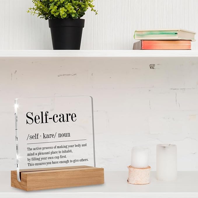 Spa Decor for Spa Room, Self Care Gifts for Women Men, Mental Health Gifts, Self Care Definition Massage Room Bathroom Decorative Signs Plaque