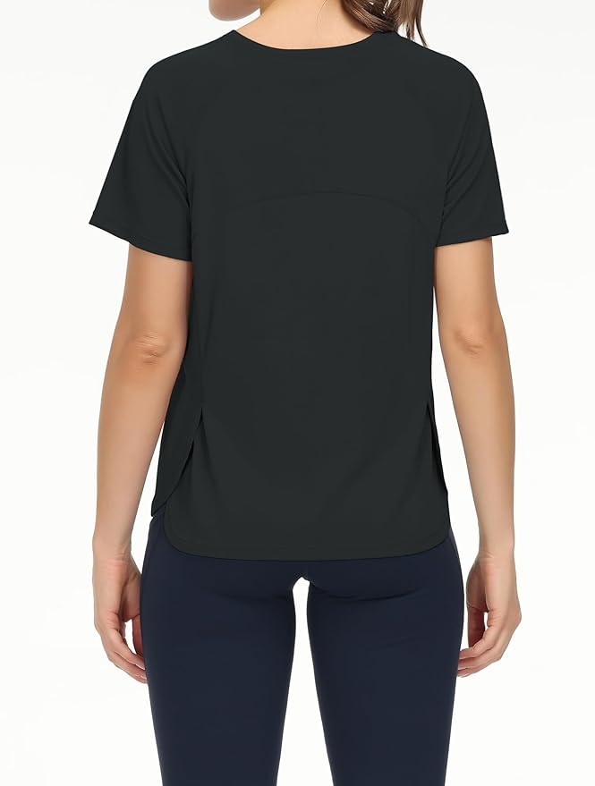THE GYM PEOPLE Women's Short Sleeve Workout Shirts Breathable Yoga T-Shirts with Side Slits Athletic Tee Tops