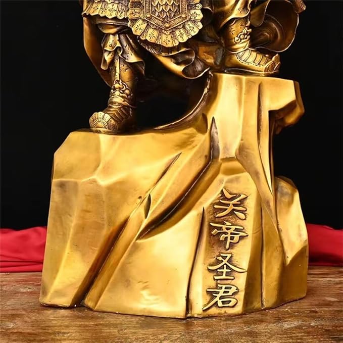 burid Pure Copper Chinese Feng Shui Guan Gong Statue God of Wealth Home and Office Decoration Wu God of Wealth Guan Yu Statue Best Furnishings Gifts