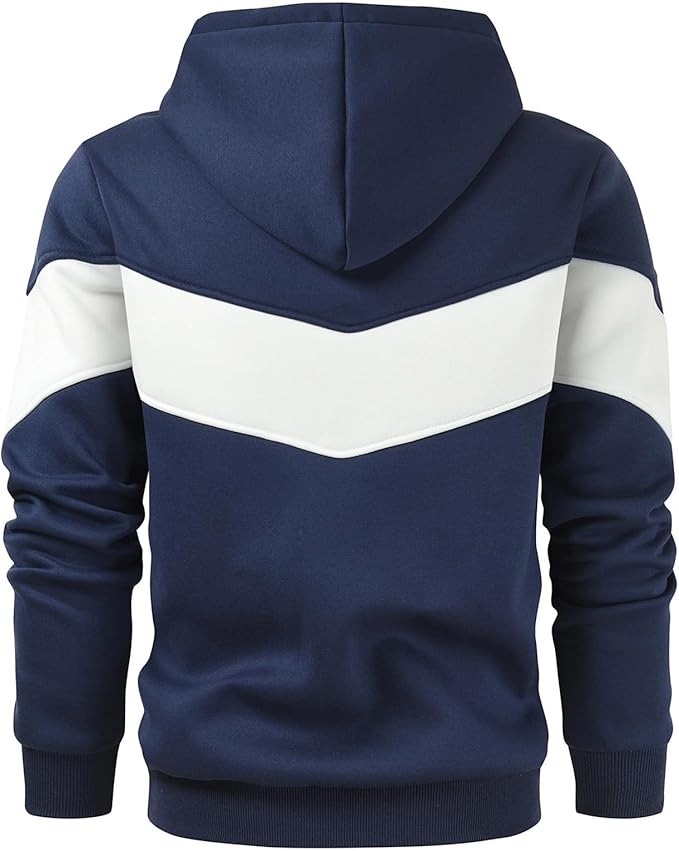 Gesean Men's Novelty Color Block Pullover Fleece Hoodie Long Sleeve Casual Sweatshirt with Pocket