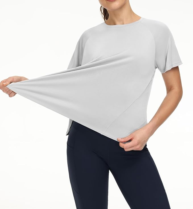 THE GYM PEOPLE Women's Short Sleeve Workout Shirts Breathable Yoga T-Shirts with Side Slits Athletic Tee Tops