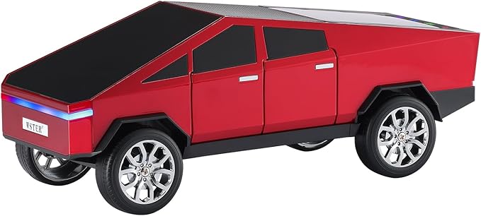 Portable Car Model Bluetooth Speaker with HD Stereo Sound, TWS Dual Pairing, LED Display, Truck-Style Wireless Speaker for Home, Office, Gaming & Collectible Display (RED)