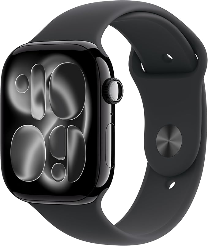Apple Watch Series 11 [GPS + Cellular 46mm] Smartwatch with Jet Black Aluminum Case with Black Sport Band - M/L. Sleep Score, Fitness Tracker, Health Monitoring, Always-On Display, Water Resistant