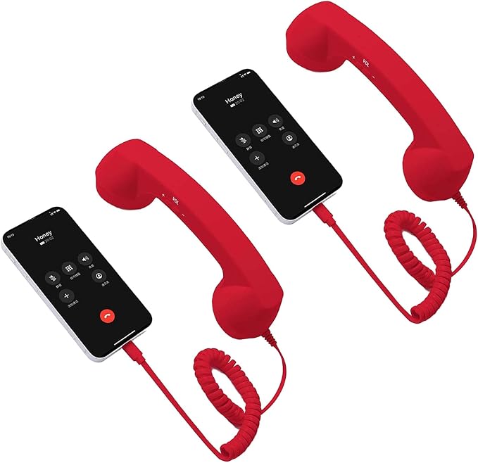 Retro Phone Handset for, with Microphone & Comment, Type-C Charging, Telephone Landline Phones, for Cell Mobile Video Conferences, Calls, Meetings, Vintage Plug in Handheld Receiver