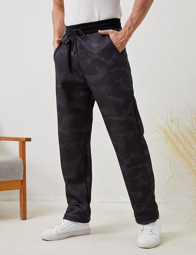 Gihuo Men's Winter Fleece Pants Sherpa Lined Sweatpants Active Running Jogger Pants