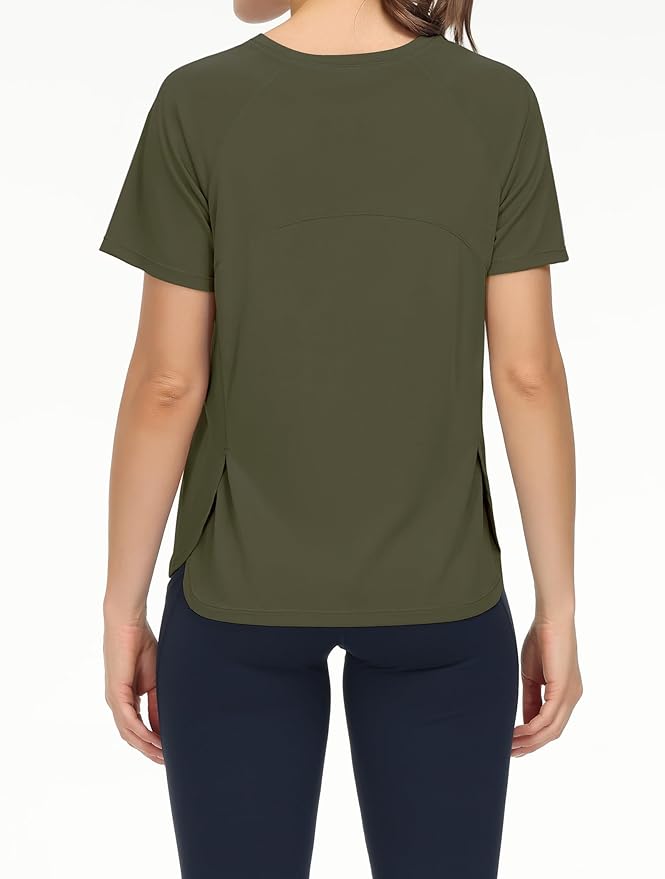 THE GYM PEOPLE Women's Short Sleeve Workout Shirts Breathable Yoga T-Shirts with Side Slits Athletic Tee Tops