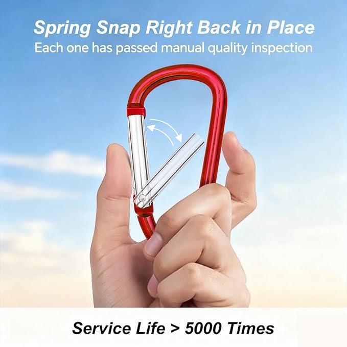 12 PCS Aluminum Carabiner Set - Multi-Size D-Ring Clips for Keys, Backpacks, & Outdoor Gear (1.9", 2.2", 3")