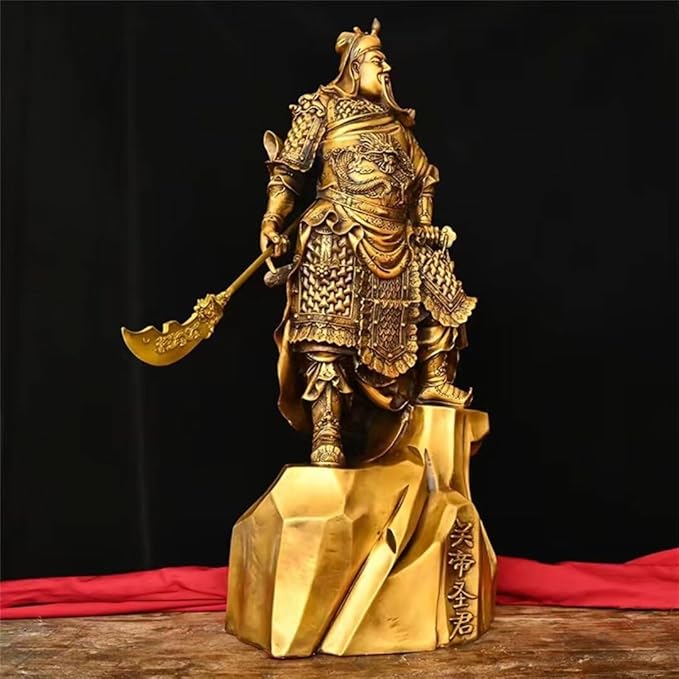 burid Pure Copper Chinese Feng Shui Guan Gong Statue God of Wealth Home and Office Decoration Wu God of Wealth Guan Yu Statue Best Furnishings Gifts