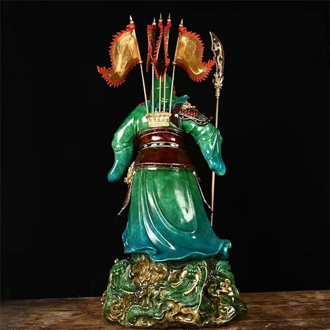 burid Pure Copper Chinese Feng Shui Guan Gong Statue God of Wealth Home and Office Decoration Wu God of Wealth Guan Yu Statue Best Furnishings Gifts, 33*28*77CM，22.0KG