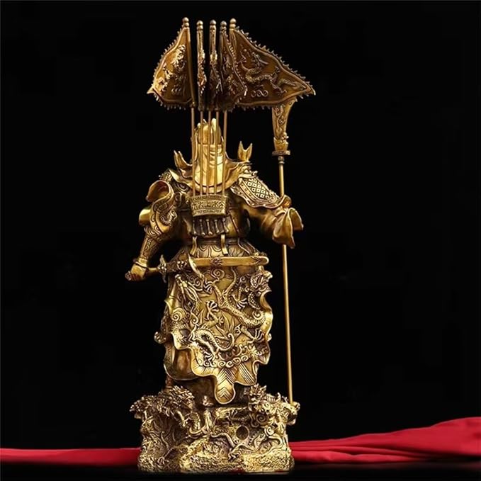 burid Pure Copper Chinese Feng Shui Guan Gong Statue God of Wealth Home and Office Decoration Wu God of Wealth Guan Yu Statue Best Furnishings Gifts, 26*21*65CM，10.0KG