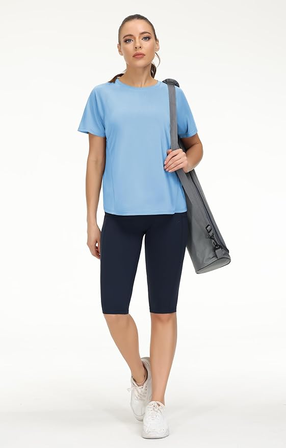 THE GYM PEOPLE Women's Short Sleeve Workout Shirts Breathable Yoga T-Shirts with Side Slits Athletic Tee Tops