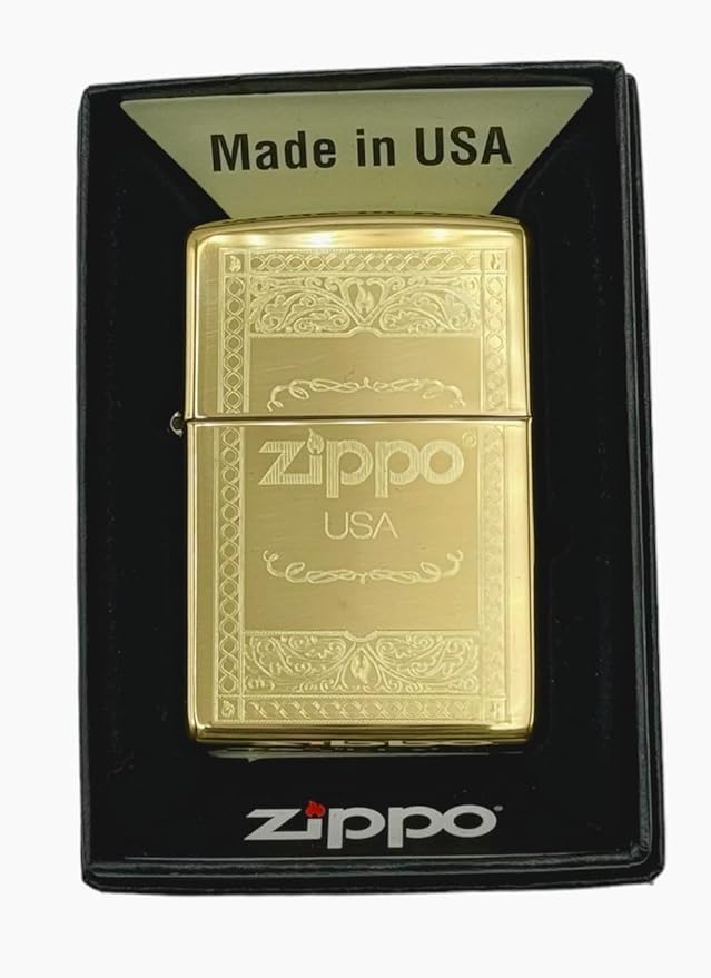 Personalized American Classic Elegant Design Lighter Zippo - Free Engraving - Christmas, Halloween & Valentines Day Gift (Gold HP)