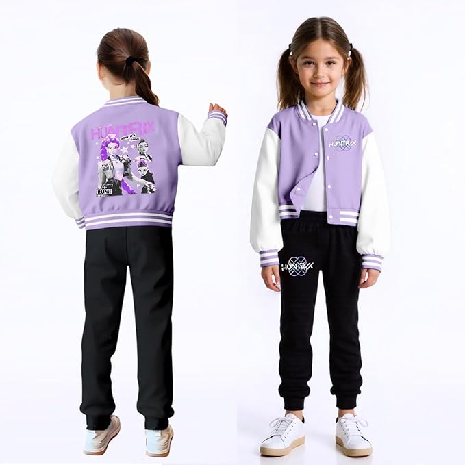 HUEAHDOU Demon Movie Hunters Unisex Kids Cute Cartoon Hoodie Set Kids Casual Long Sleeve Pullover Sweatshirt and Pants Set