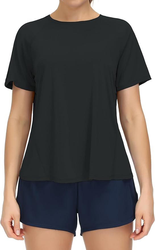 THE GYM PEOPLE Women's Short Sleeve Workout Shirts Breathable Yoga T-Shirts with Side Slits Athletic Tee Tops
