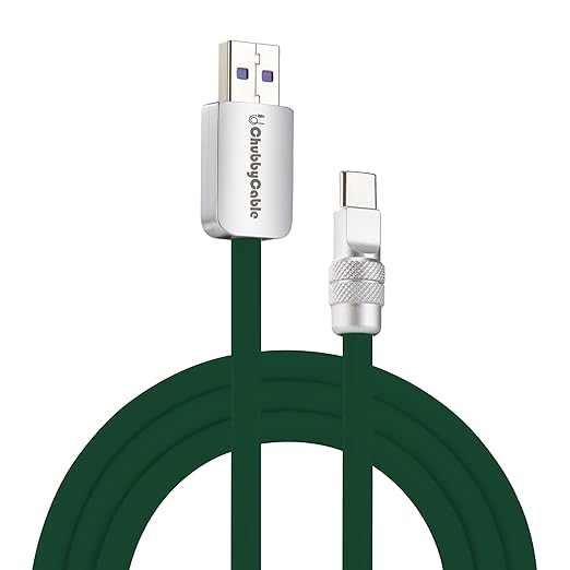 chubbycable Chubby 2.0 USB C 120W Fast Charging Cable Silicone Soft Durable USB C Cable Extra Thick Charger Cord Compatible with iPhone 17-15 Series iPad, Dark Green, USB-A to Type-C, 9.8FT