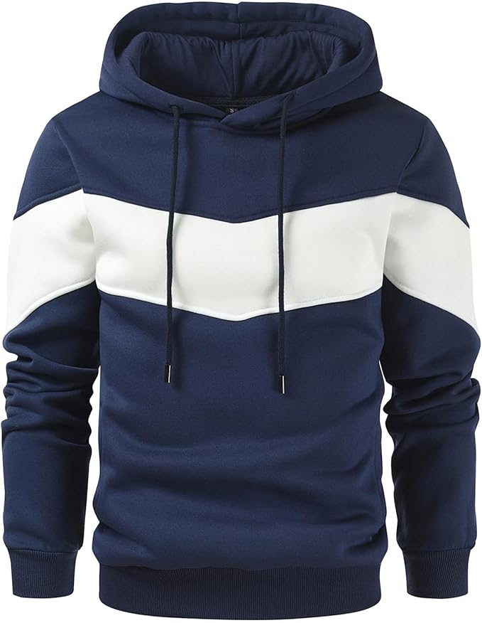 Gesean Men's Novelty Color Block Pullover Fleece Hoodie Long Sleeve Casual Sweatshirt with Pocket