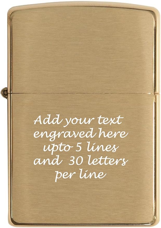 Customized Personalized ZIPPO Classic Windproof Oil Lighter Engraving (Brushed Brass)