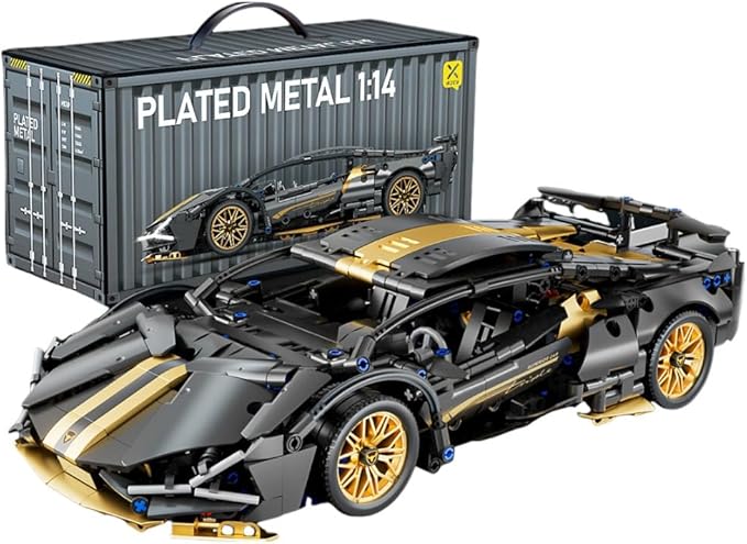 Sport Race Car Building Block Sets for Adults,Black Technical Racing Supercar Toys Kits Collectible 1:14 MOC Model Construction Birthday Gifts for Boys Men Teens Age 8+, 8-12 12-16,14+