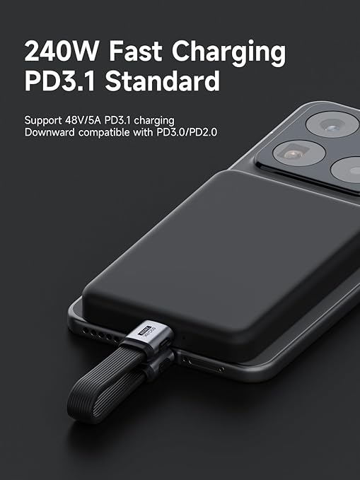 Hagibis USB4 Cable, 80Gbps Data Transfer, 240W Fast Charging USB-C Cable, 8K@60Hz USB 4 V2.0 Short Cable for iPhone 17 16 15 Pro Max, iPad Pro, Thunderbolt 5/4 (Straight, 1.6FT)