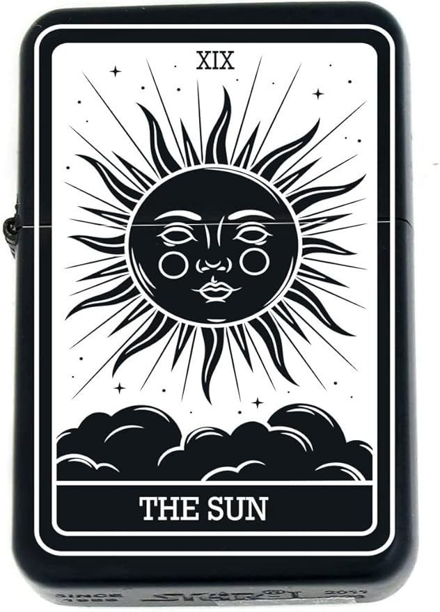 Custom Tarot Card - 24 Major Arcana Cards Available Laser Engraved Unique Collectible s Infinity Black Matt Windproof Lighters! (The-Sun) - Christmas, Halloween & Valentines Day Gift