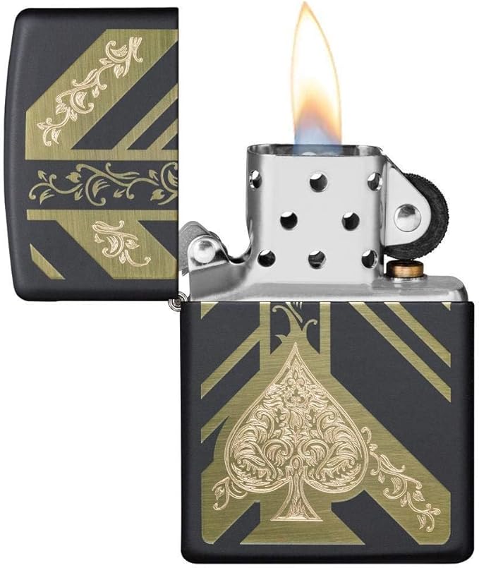 Personalized Zippo Ace of Spades Classic Oil Windproof Lighter Free Engraving - Christmas, Halloween & Valentines Day Gift (Black MATT)
